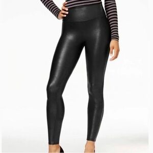 Spanx Black Faux Leather Leggings Size: XL